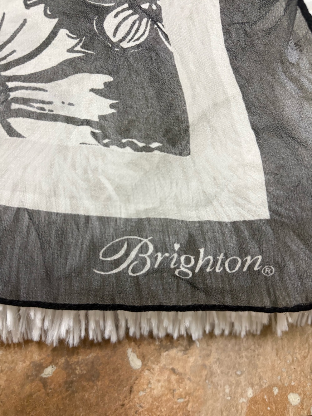 Brighton Black and White Floral Sheer Scarf - Picture 5 of 9